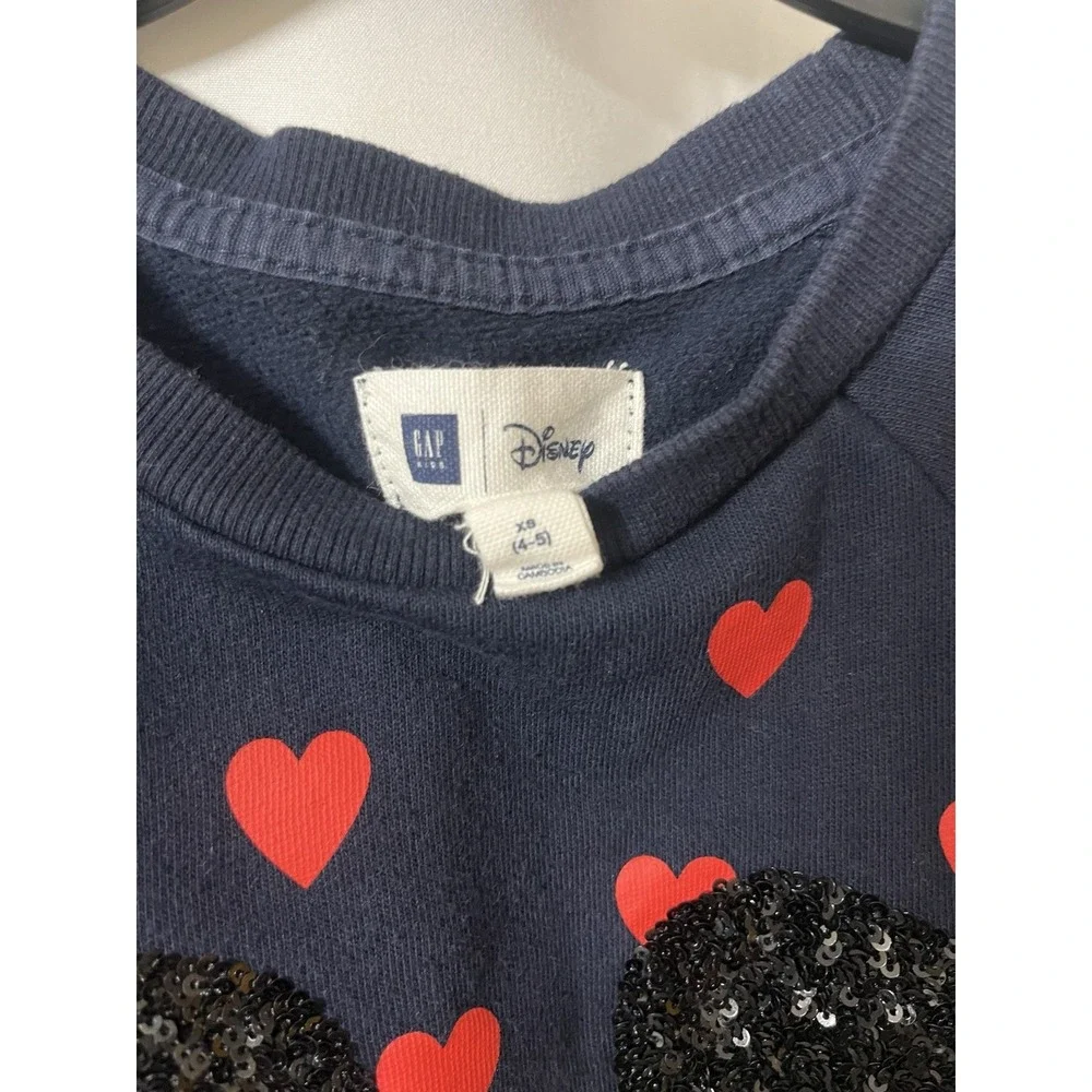 Gap Disney Size XS (4-5) Sweater Dress Mickey Mouse Navy w/ Heart Sequence  E 93
